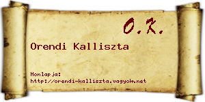 Orendi Kalliszta névjegykártya